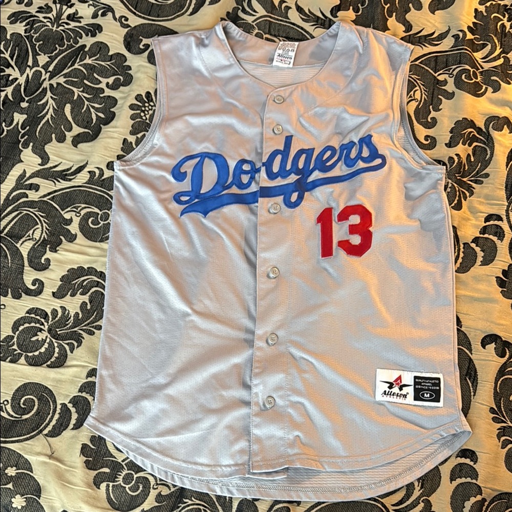 Gray Dodgers #13 Kuhl Sleeveless Jersey